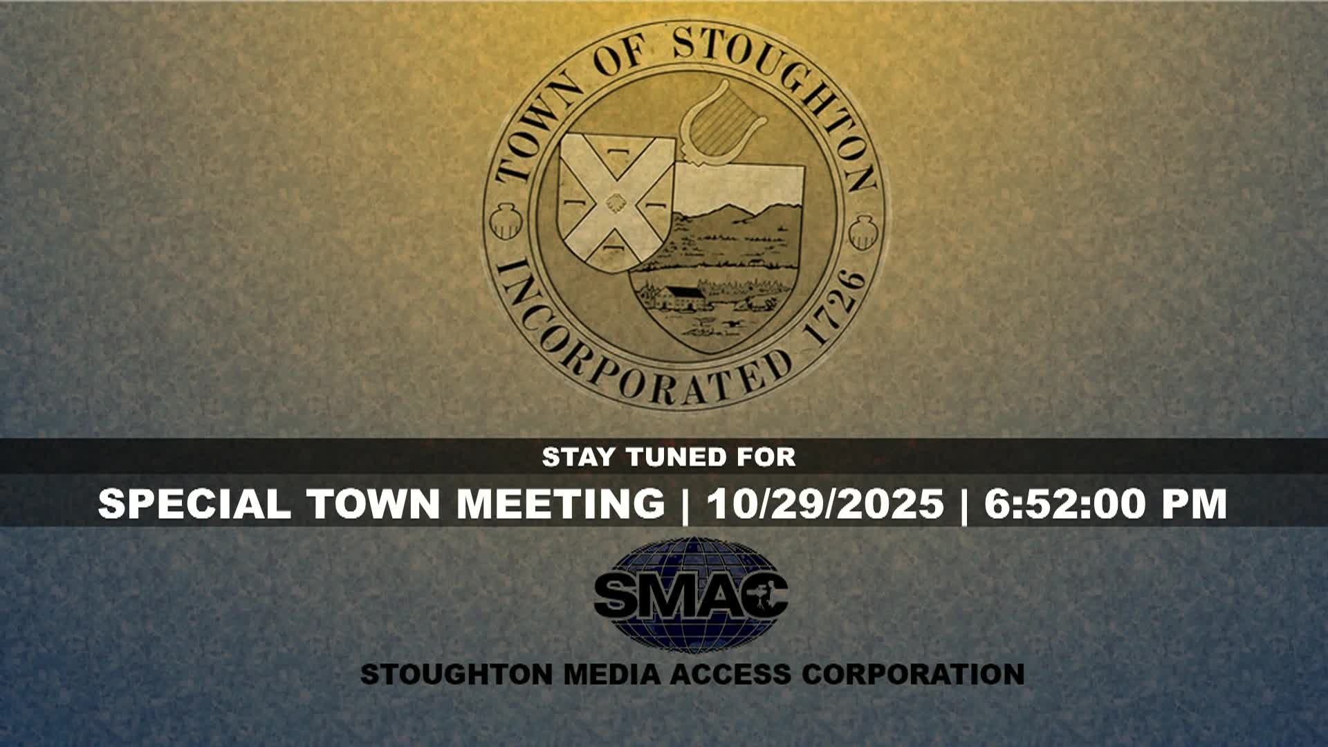 Live Special Town Meeting: 10/29/25